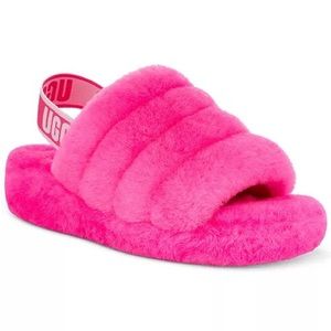 UGG Women's Taffy Pink Fluff Yeah Slide Slippers